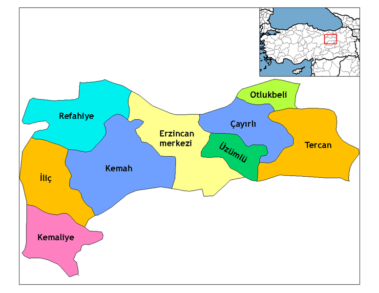 Erzincan Ilceleri Haritası