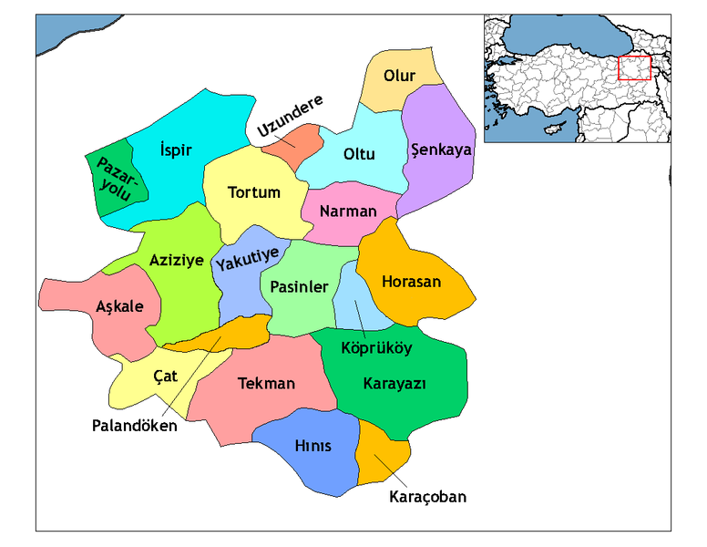 Erzurum Ilceleri Haritası