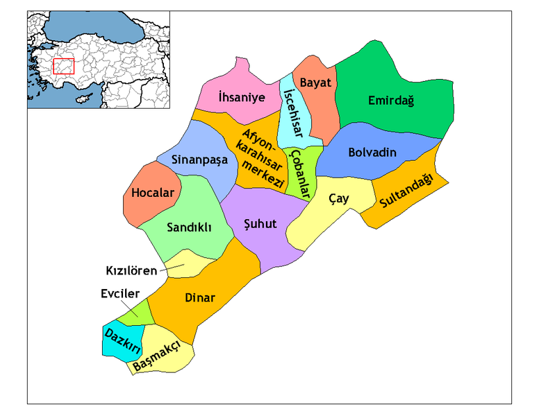 Afyonkarahisar Ilceleri Haritası