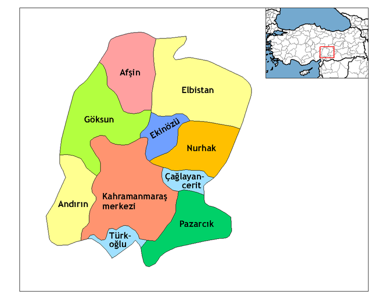 Kahramanmaraş Ilceleri Haritası