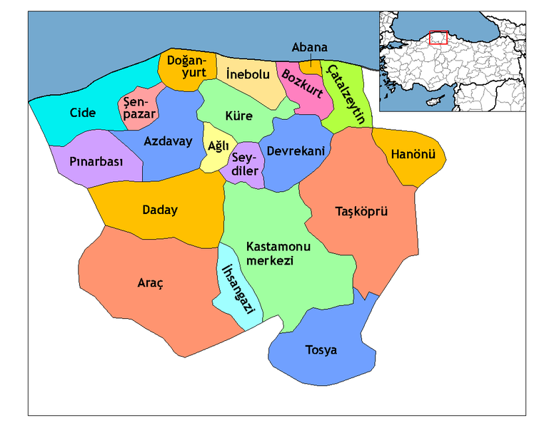 Kastamonu Ilceleri Haritası