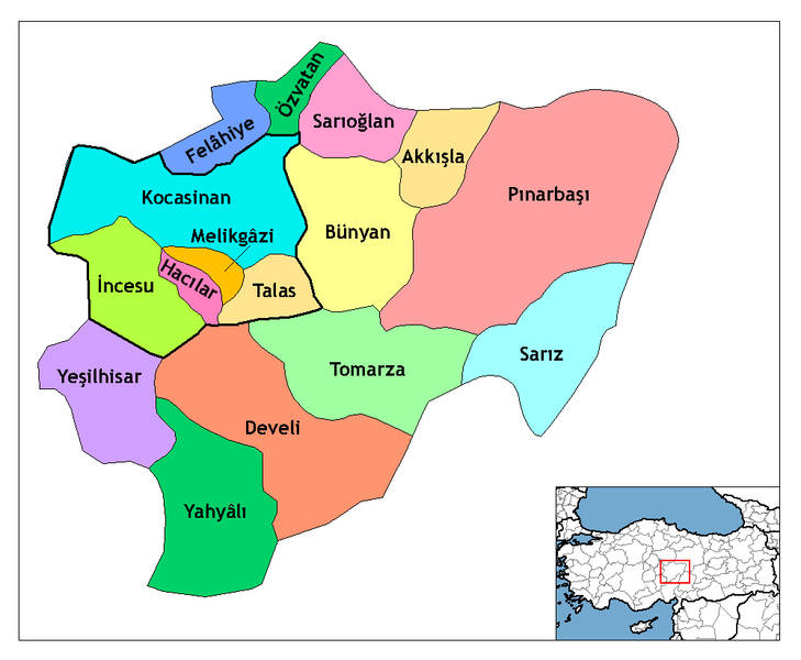 Kayseri Ilceleri Haritası