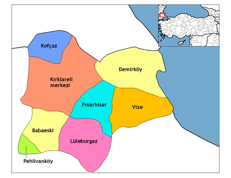 Kırklareli Ilceleri Haritası