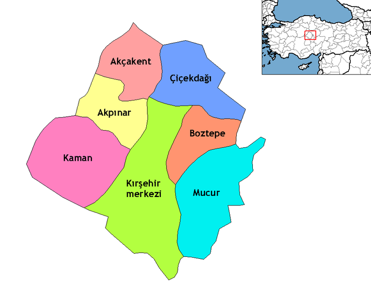 Kırşehir Ilceleri Haritası