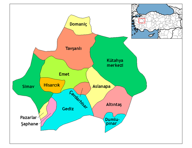 Kütahya Ilceleri Haritası