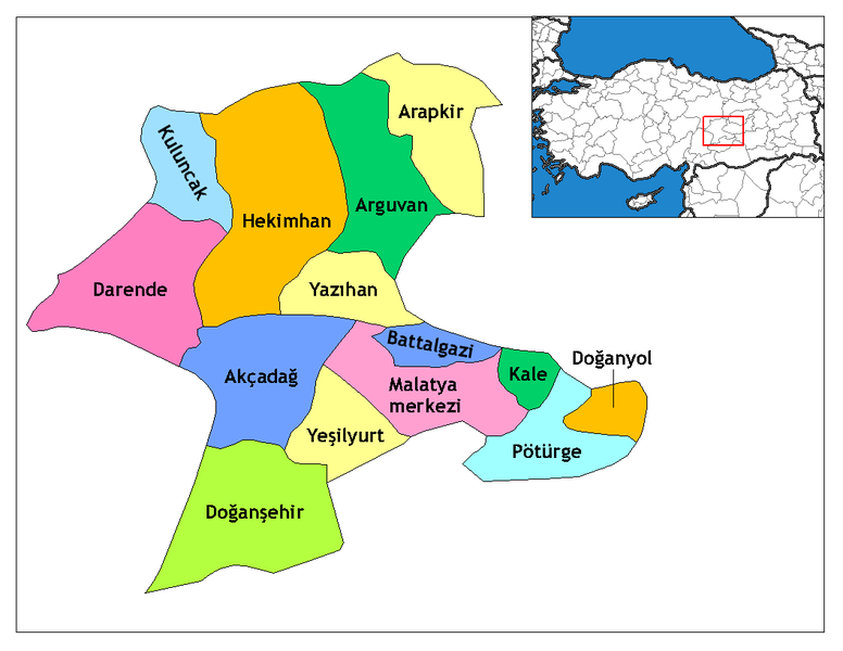 Malatya Ilceleri Haritası