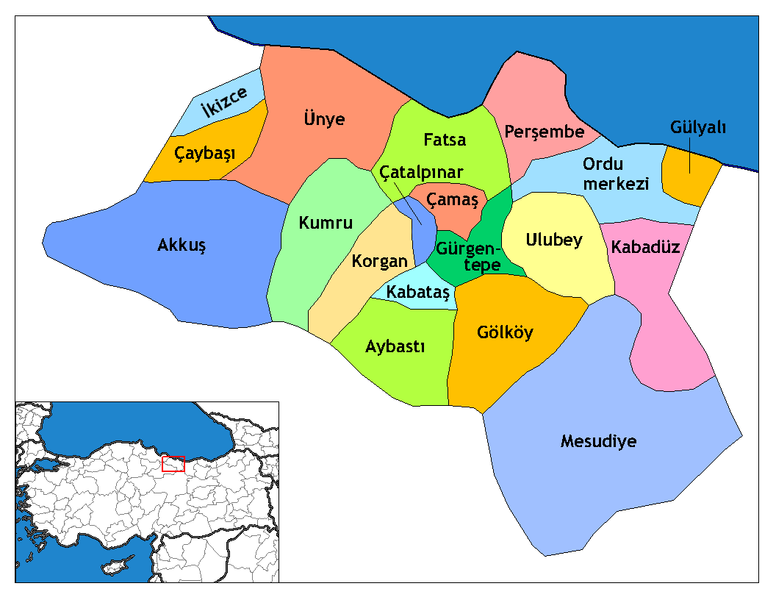 Ordu Ilceleri Haritası