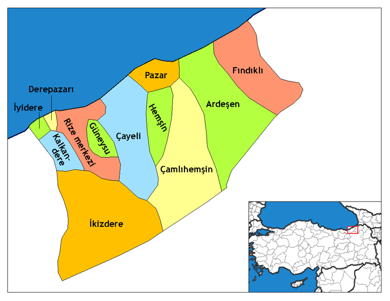 Rize Ilceleri Haritası