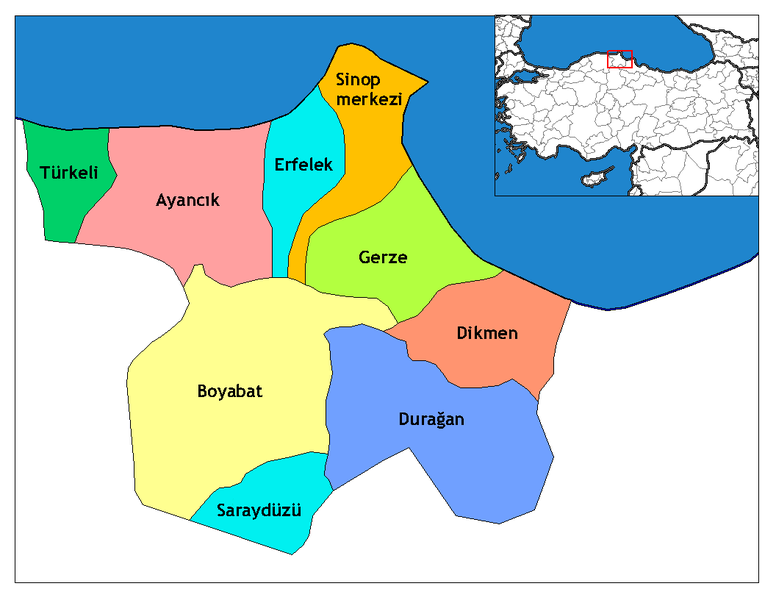 Sinop Ilceleri Haritası
