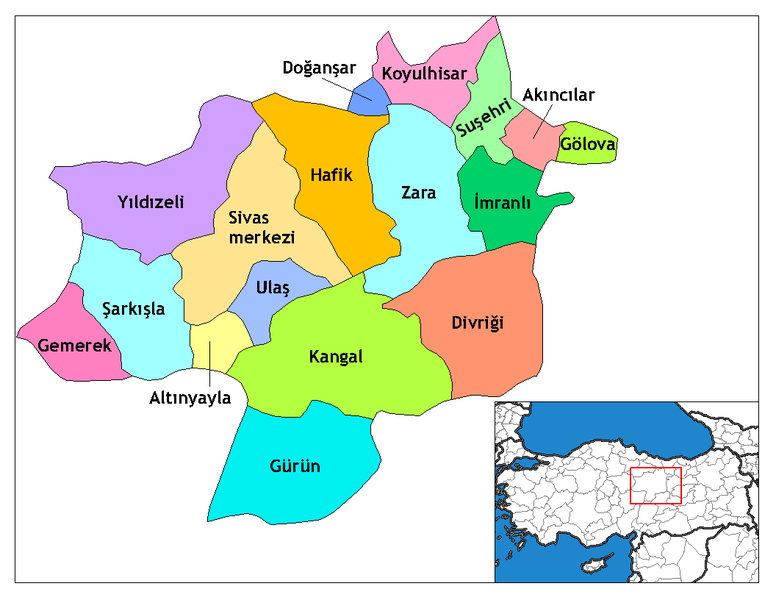 Sivas Ilceleri Haritası