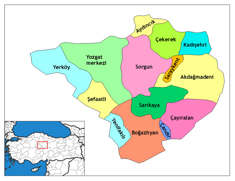 Yozgat Ilceleri Haritası